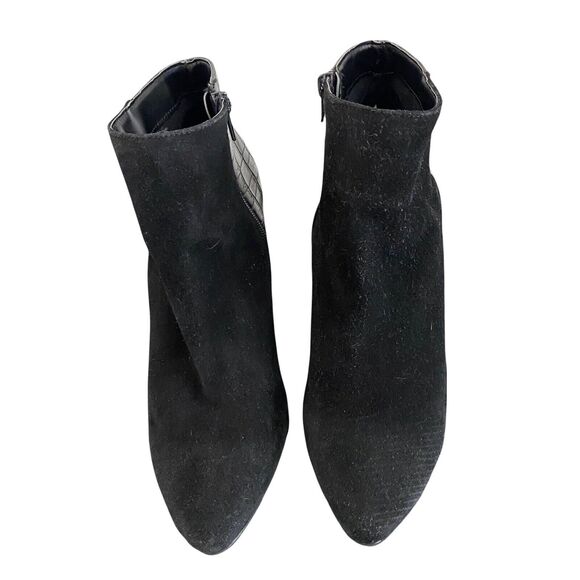 Steve Madden Size 10 Jagat Booties Black Suede Croc Pointed Toe Block Heel Ankle - Picture 8 of 11